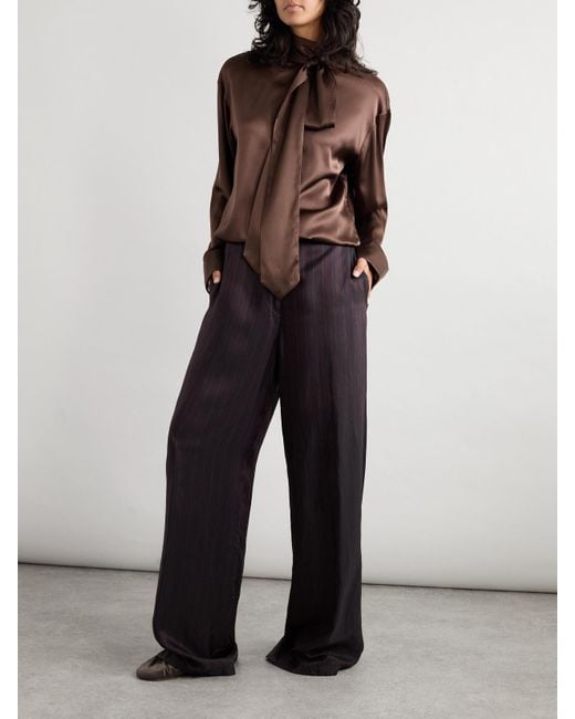 Dries Van Noten Brown Schluppenbluse Aus Satin Aus Einer Seidenmischung