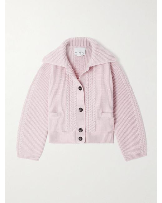 Sa Su Phi Pink Cable-Knit Wool And Cashmere-Blend Cardigan