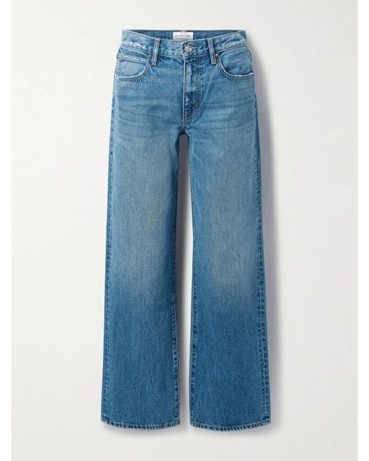 SLVRLAKE Denim Blue Jazmine Mid-Rise Straight-Leg Jeans