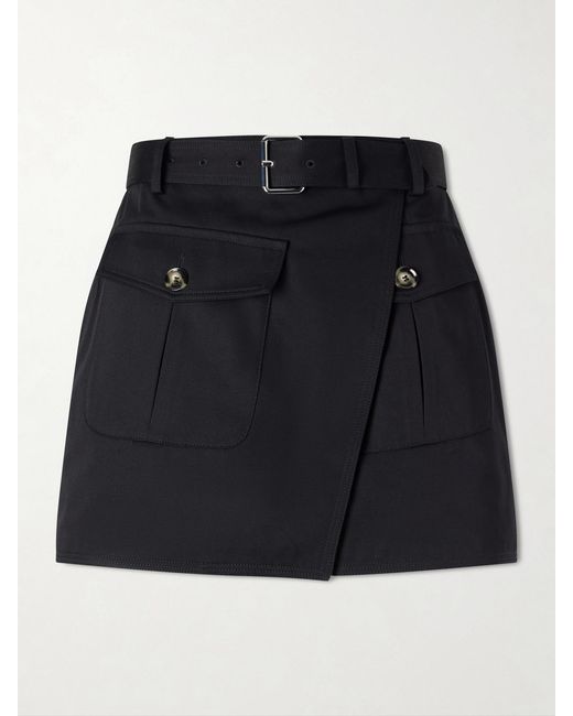 Proenza Schouler Black Bruni Belted Cotton-Drill Shorts