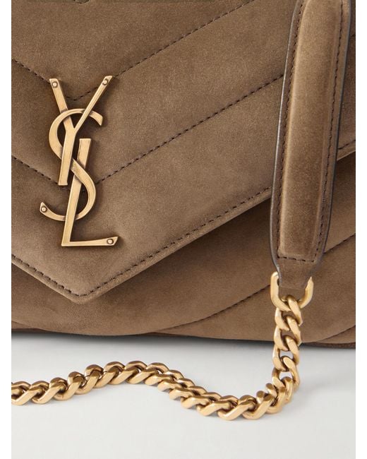 Saint Laurent Brown Loulou Small Matelassé Suede Shoulder Bag