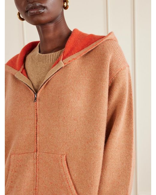 The Elder Statesman Orange Canyon Cashmere Zip-Up Hoodie