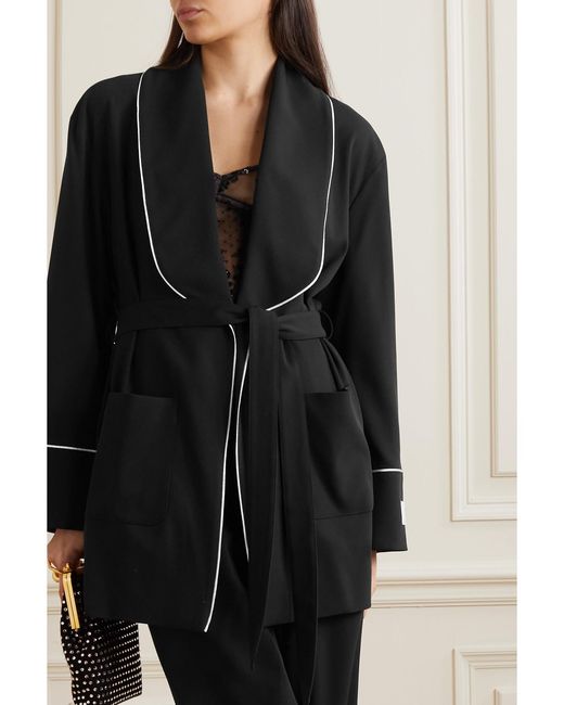 Dolce & Gabbana Black Belted Stretch-Wool Jacket