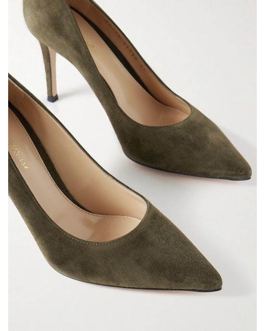 Gianvito Rossi Green Gianvito 85 Suede Pumps