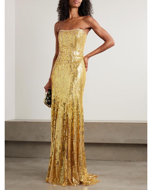 Jenny Packham Metallic Sarai Trägerlose Robe Aus Tüll Mit Pailletten
