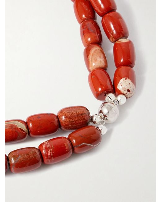 Collier En Métal Argenté, Jaspes, Résine Et Coquillage Luma Julietta en coloris Red