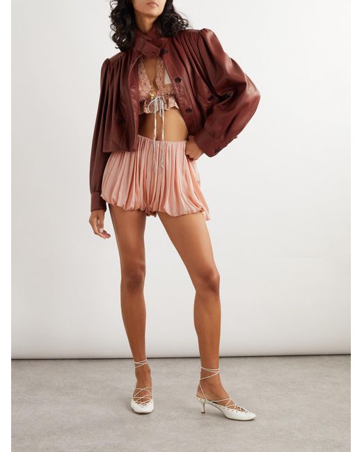 Chloé Pink Shorts Aus Bedrucktem Crêpe De Chine Aus Seide Mit Falten