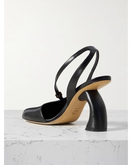Dries Van Noten Black Leather Slingback Pumps