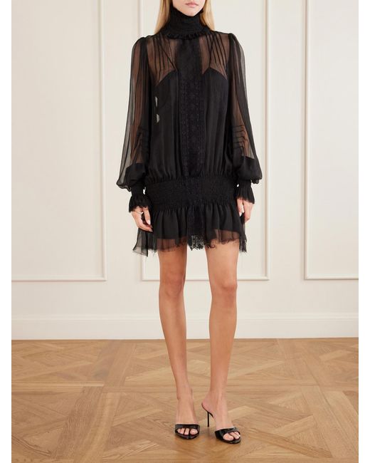 Dilara Findikoglu Black Drama Of Exile Silk-Crepon Mini Dress