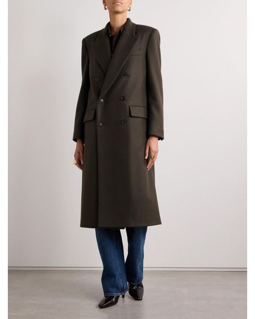 Nili Lotan Black Edmont Double-Breasted Wool-Blend Coat