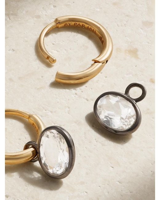 BY PARIAH Natural Orbit 14-Karat Recycled, Rhodium And Topaz Hoop Earrings