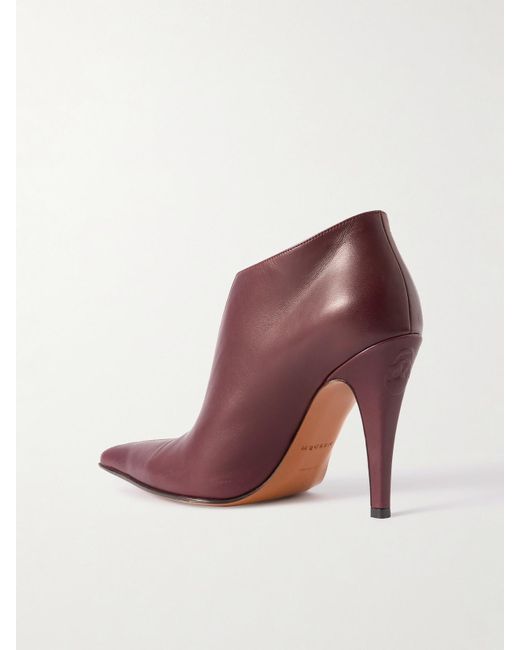 Alexander McQueen Purple Leather Ankle Boots