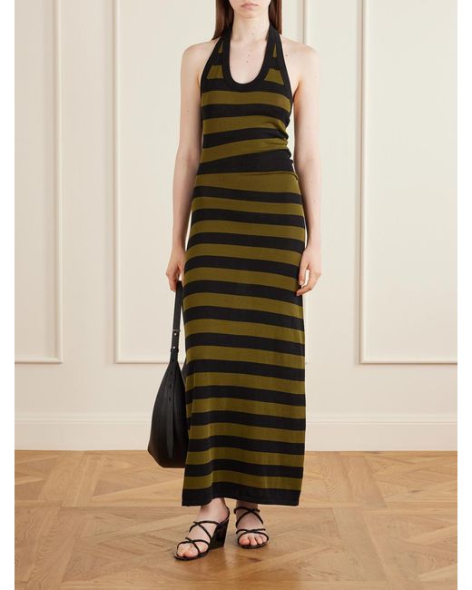 Proenza Schouler Green Fran Striped Cotton-Knit Midi Dress