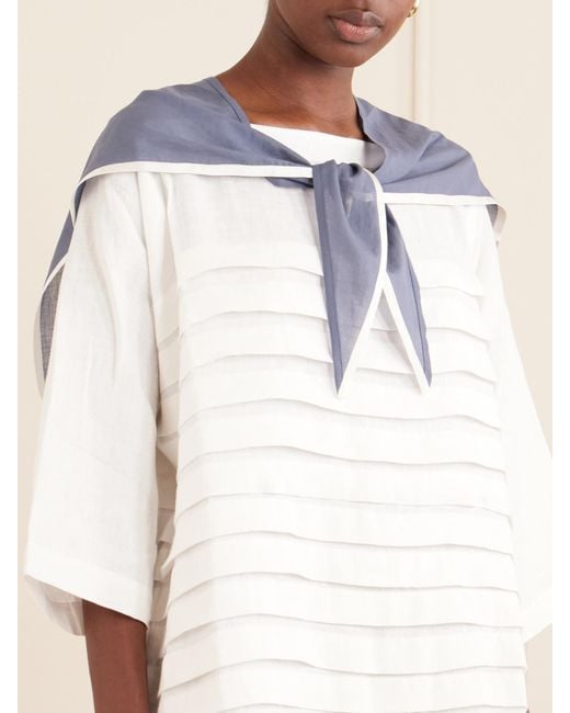 Les Vacances d'Irina Blue Sailor Cotton-Voile Triangle Scarf