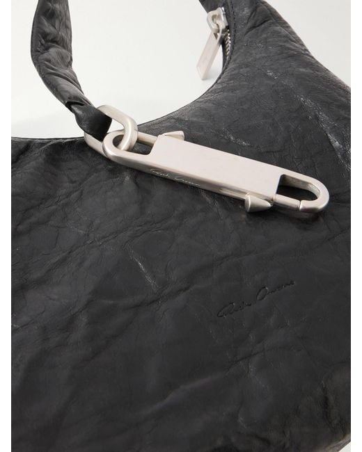 Rick Owens Black Disco Gemini Crinkled-Leather Shoulder Bag