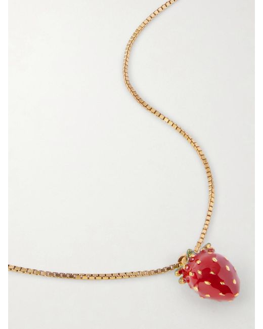 Saint Laurent White Tone And Enamel Necklace