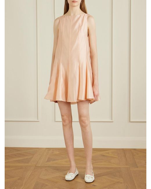 Khaite Natural Mags Paneled Satin-Twill Mini Dress