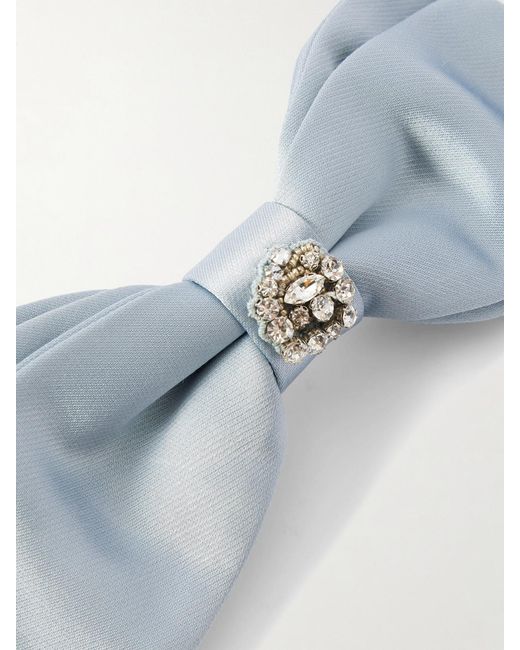 Erdem Blue Crystal-Embellished Satin Bow Hairclip
