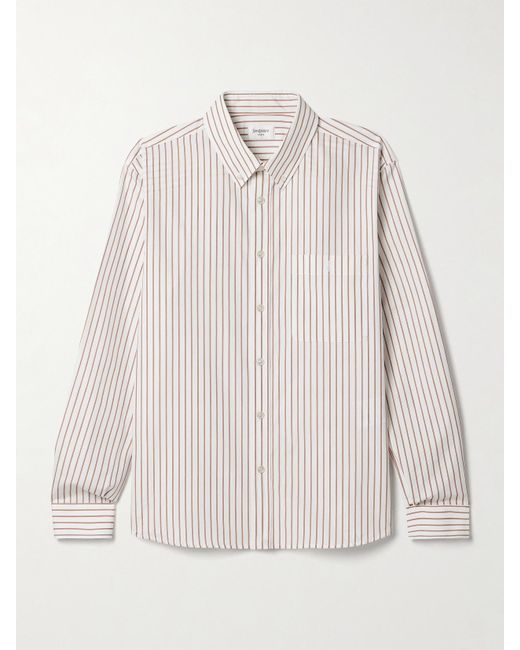 Saint Laurent Natural Striped Cotton-Poplin Shirt