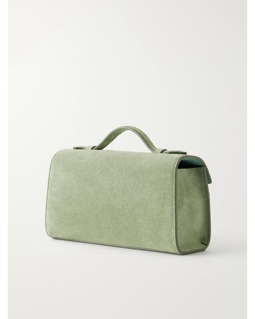 SAVETTE Green Symmetry Pochette Suede Tote