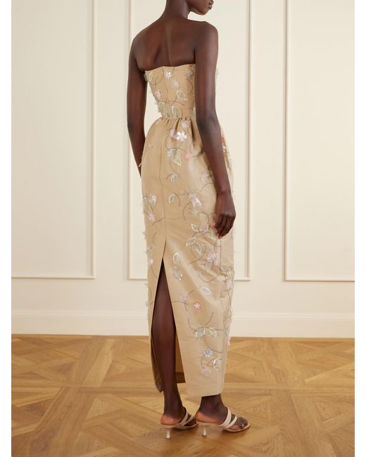 BERNADETTE Natural Lena Embellished Taffeta Gown