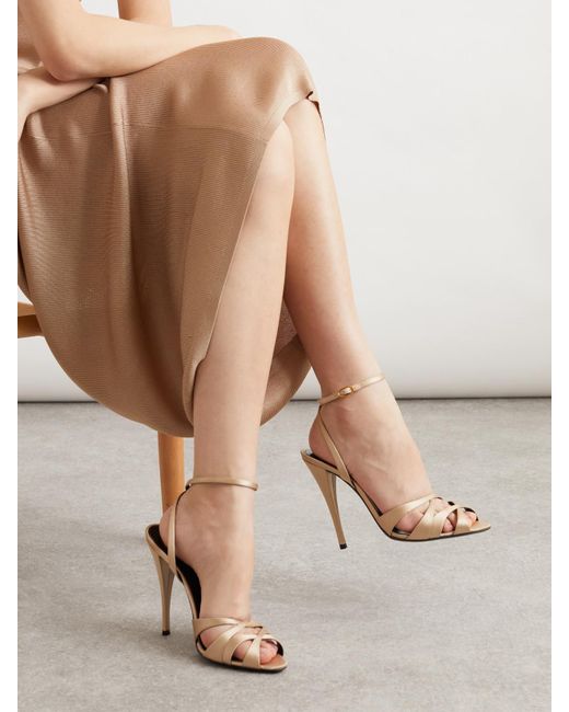 Saint Laurent Metallic Chandelle Satin Sandals