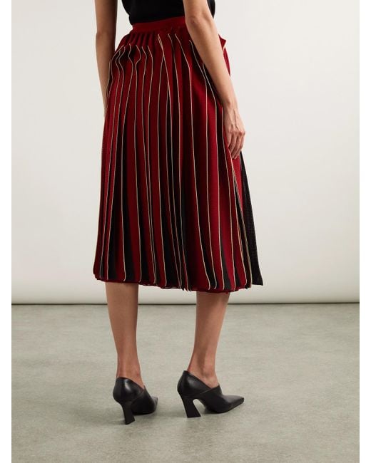 Bottega Veneta Red Midirock Aus Baumwolle Mit Besätzen