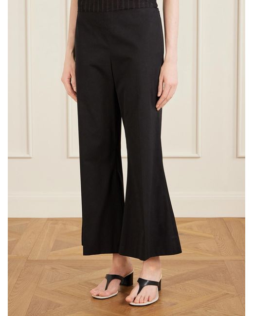 Khaite Black Walter Cotton And Silk-Blend Flared Pants