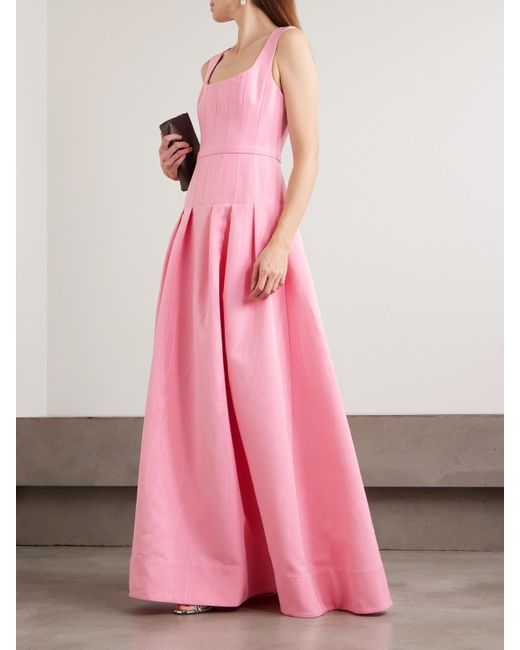 Rebecca Vallance Pink Amaro Belted Pleated Taffeta Gown