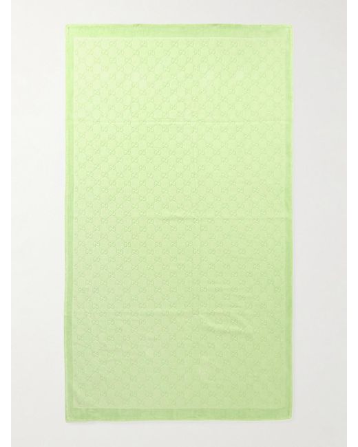 Gucci Green Sammy Handtuch Aus Baumwollfrottee Mit Jacquard-Muster