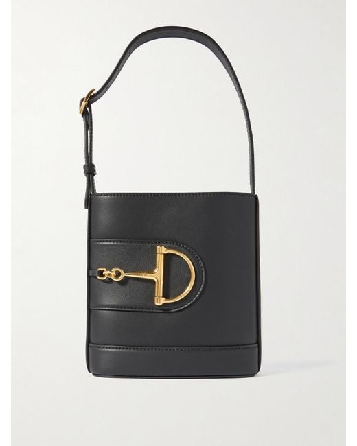 Gucci Black 73 Mini Beuteltasche Aus Leder Mit Horsebit-Detail