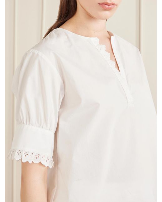 FRAME White Keepsake Popover Camp-Collar Cotton Blouse
