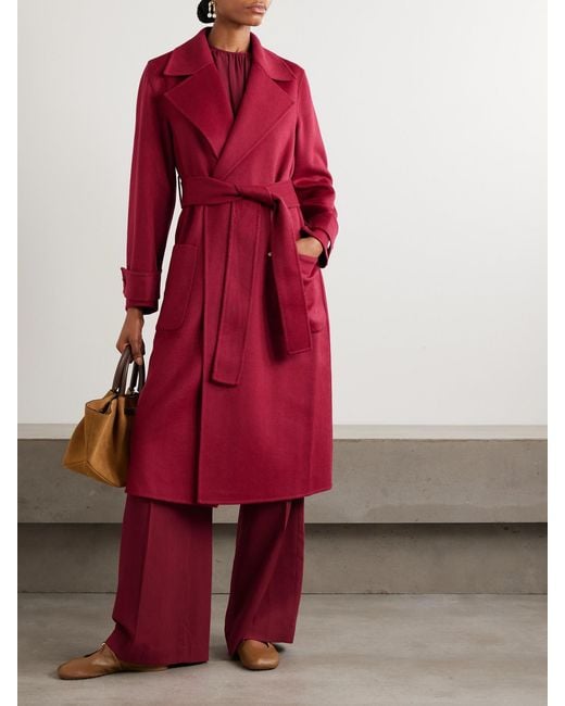 Joseph Red Arline Belted Wool And Cashmere-Blend Coat