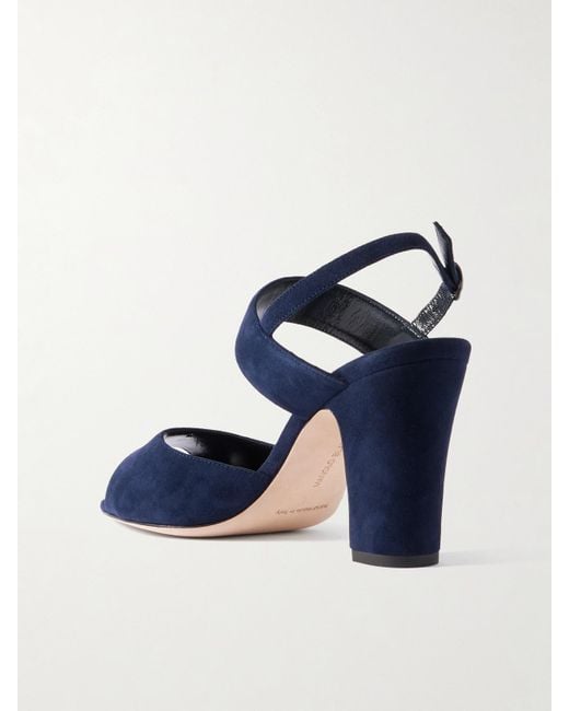 Manolo Blahnik Blue Khiko 90 Suede Slingback Sandals