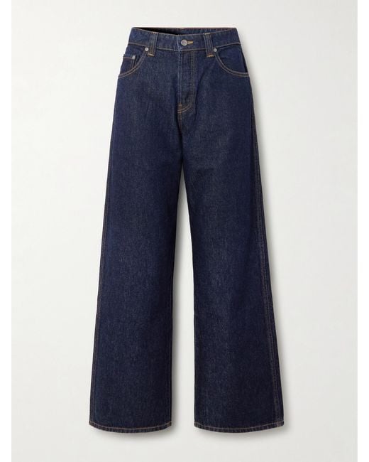 Khaite Blue Winslow Mid-Rise Wide-Leg Jeans