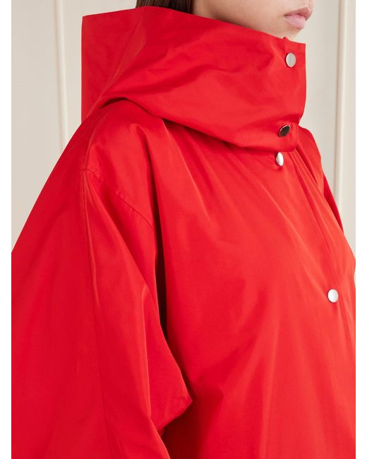 Rohe Red Hooded Taffeta Coat