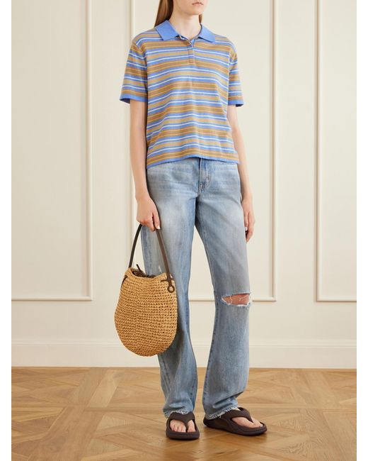 J.W. Anderson Natural Bulb Leather-Trimmed Raffia Shoulder Bag