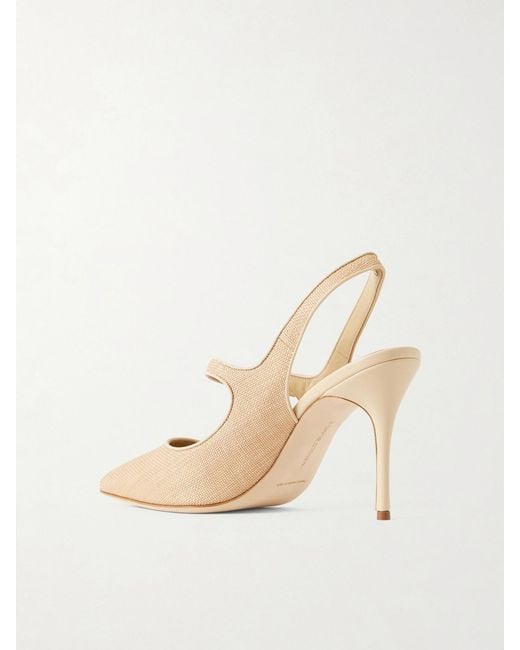 Manolo Blahnik Natural Campari 90 Suede Slingback Pumps