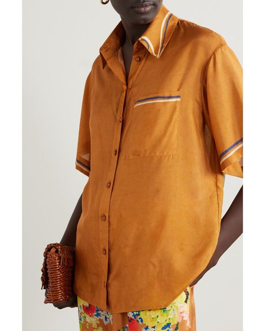 Chemise En Satin De Soie Biologique Imprimé Alight Zimmermann en coloris Orange