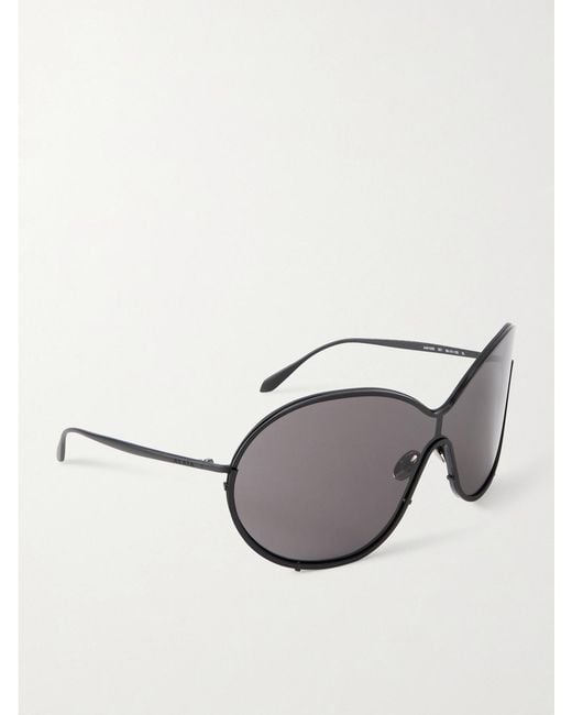 Alaïa Gray Mask Large Round-Frame Metal Sunglasses