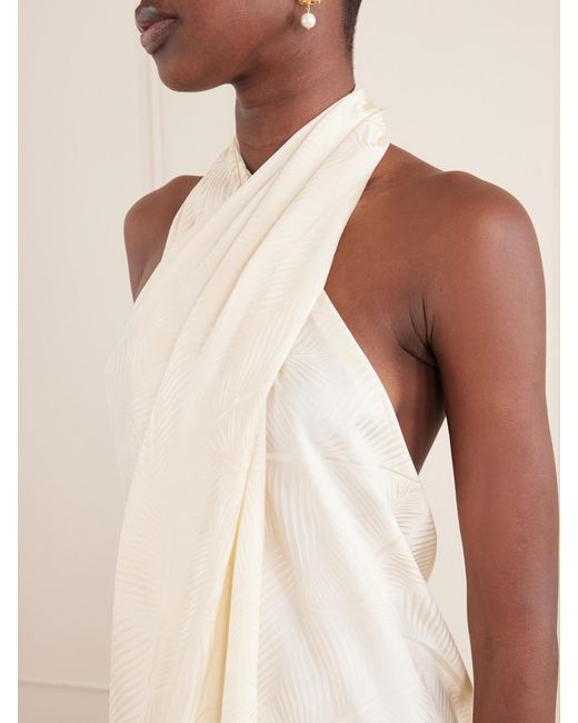 Johanna Ortiz White Silent Water Satin-Jacquard Tunic
