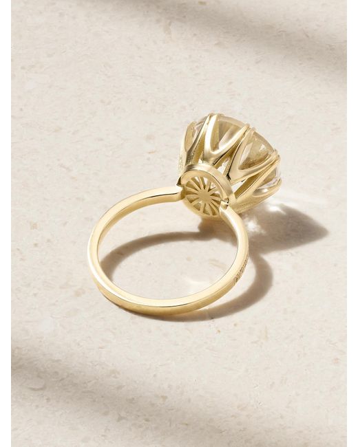 Ileana Makri Natural Solitaire Crown 18-Karat, Topaz And Diamond Ring