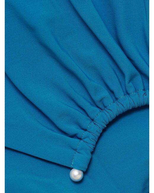 Christopher Esber Blue Crescent Embellished Cutout Ruched Bikini Briefs
