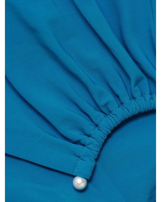 Christopher Esber Blue Crescent Embellished Cutout Ruched Bikini Briefs