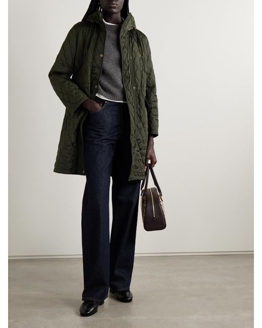 Burberry Green Wattierte Kapuzenjacke Aus Gestepptem Shell