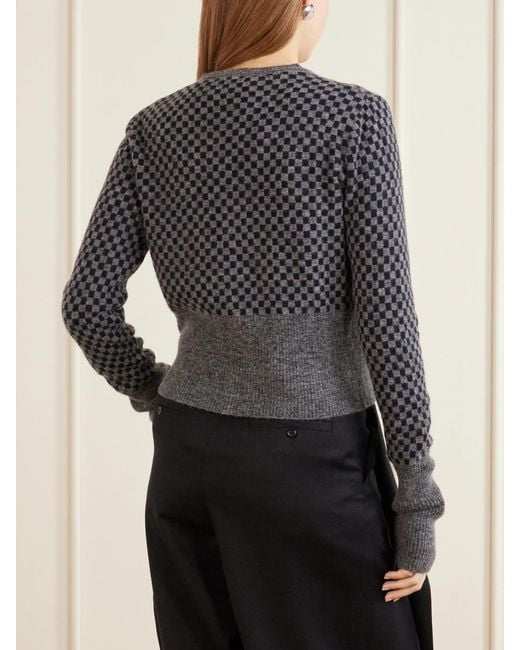 Vivienne Westwood Blue Checkmate Logo-Embroidered Alpaca, Cotton And Wool-Blend Cardigan