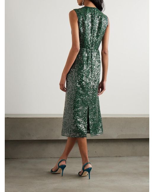 Robe Midi En Mousseline À Sequins Et À Ornements Erdem en coloris Green