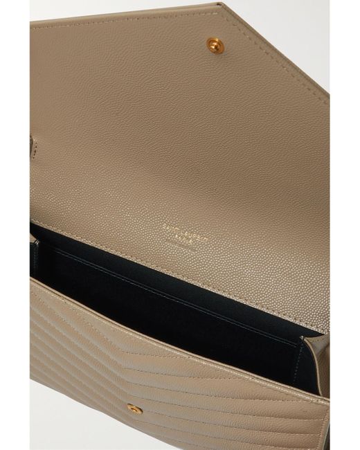 Saint Laurent Natural Monogramme Quilted Textured-Leather Pouch
