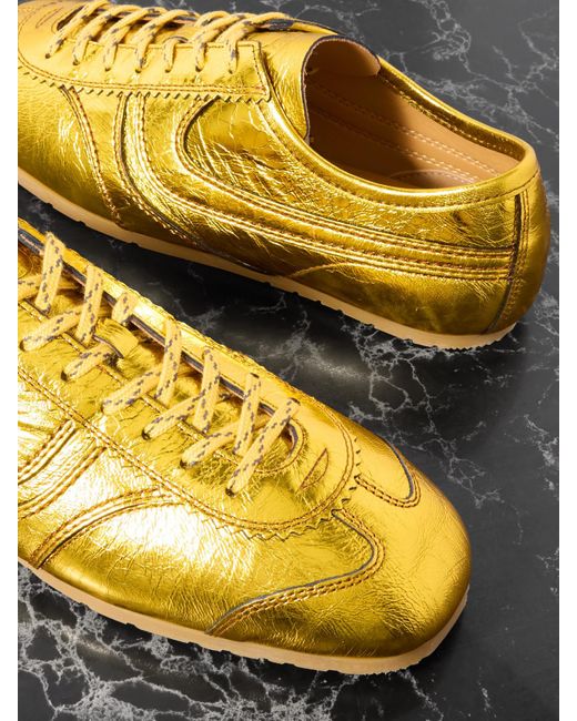 Dries Van Noten Yellow Sneakers Aus Metallic-Leder