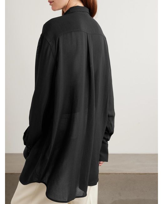 Totême  Black Tie-Neck Crepe De Chine Blouse